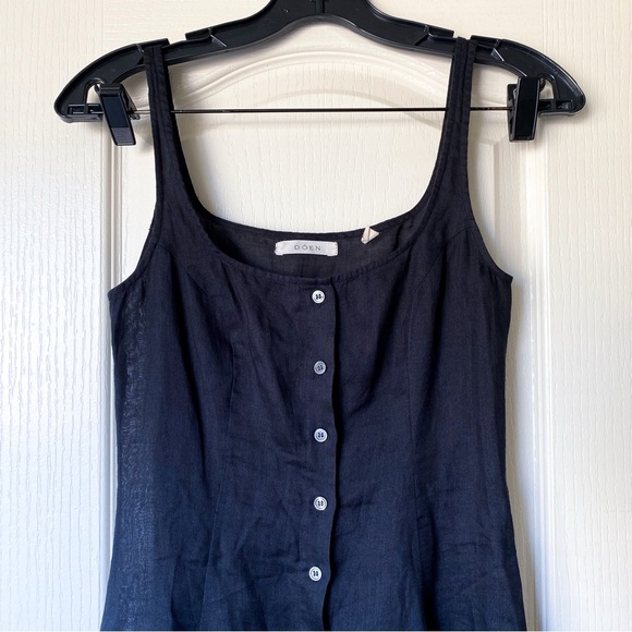 Doen Lantana Dress Black Ramie Maxi Sheer Sleeveless XXS EUC - Picture 4 of 9